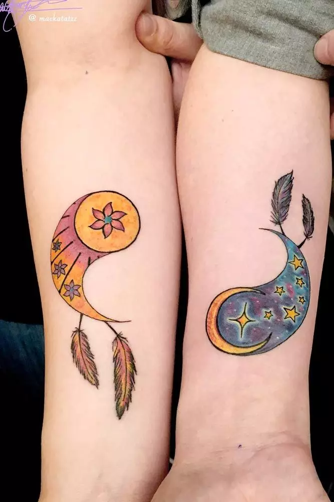 Abstract Couple’s Portrait Tattoo