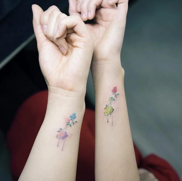 Abstract Couple Silhouette Tattoo