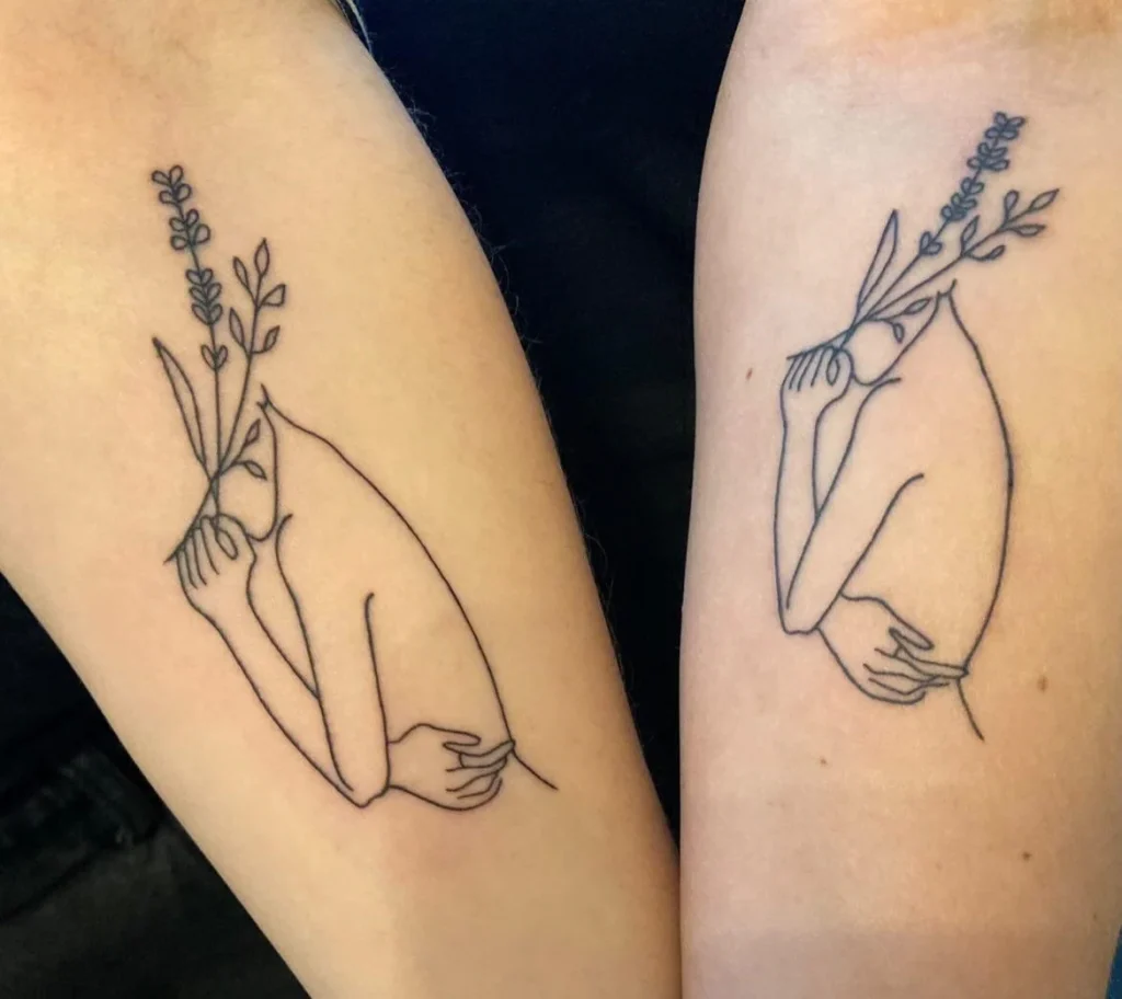Abstract Couple Close-Up Tattoo
