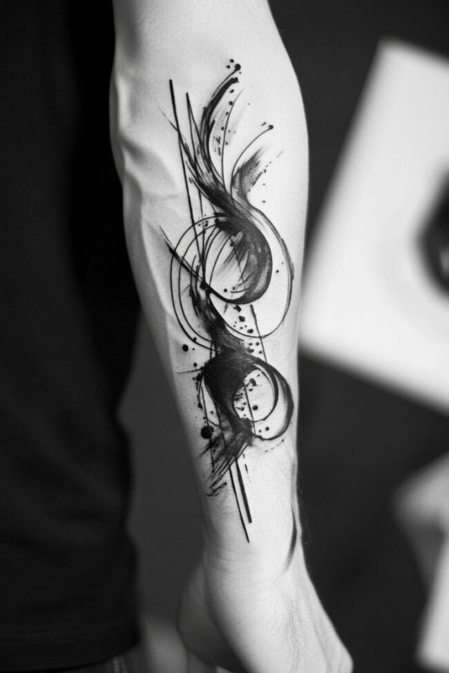 Abstract Ink Art with Expressive Motion Tattoo