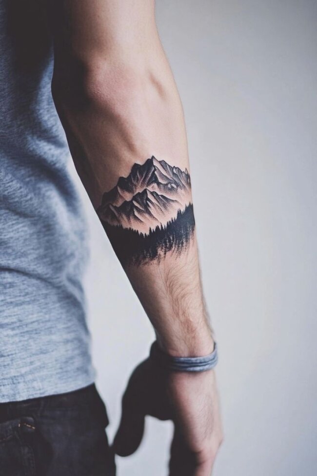 Minimalist Mountain Range Tattoo