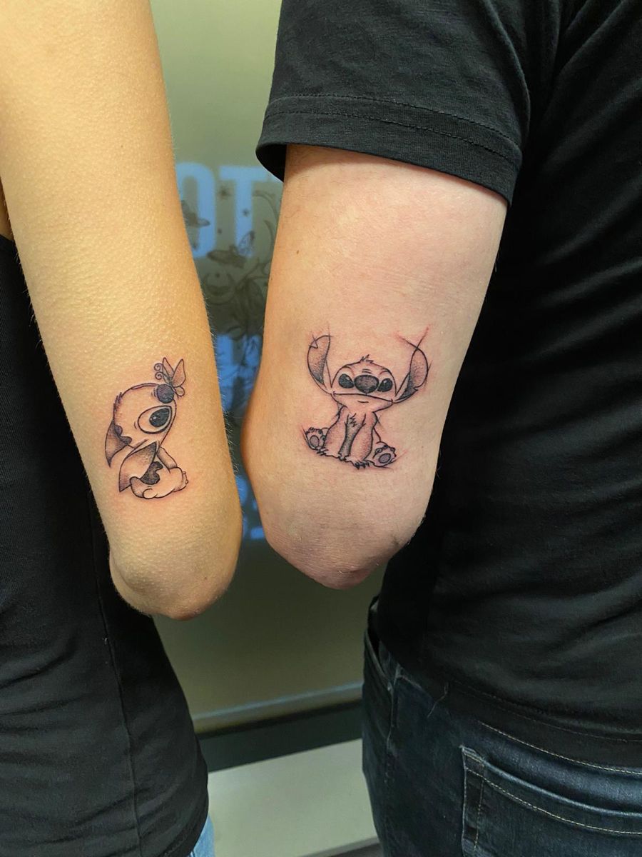 Minimalist Matching Sun and Moon Tattoos