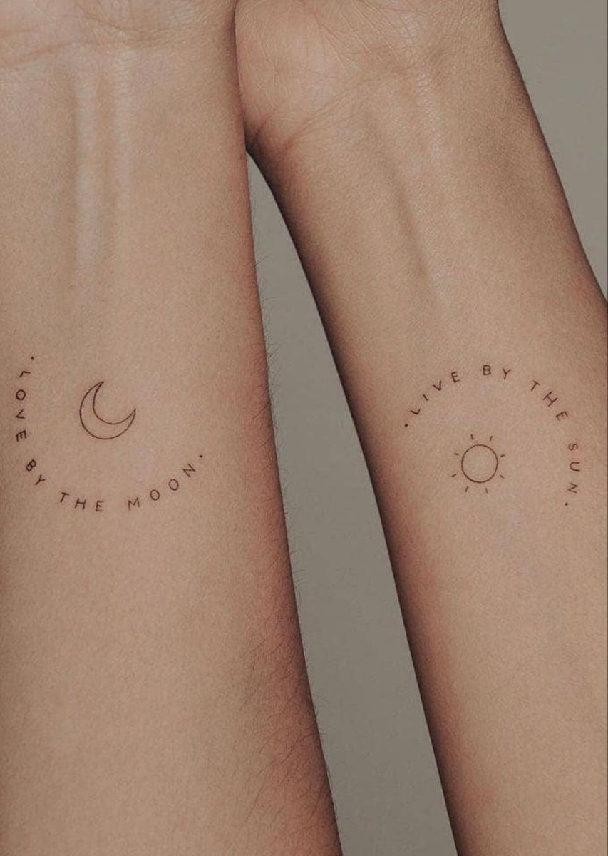 Unique Couple Tattoo with Abstract Design