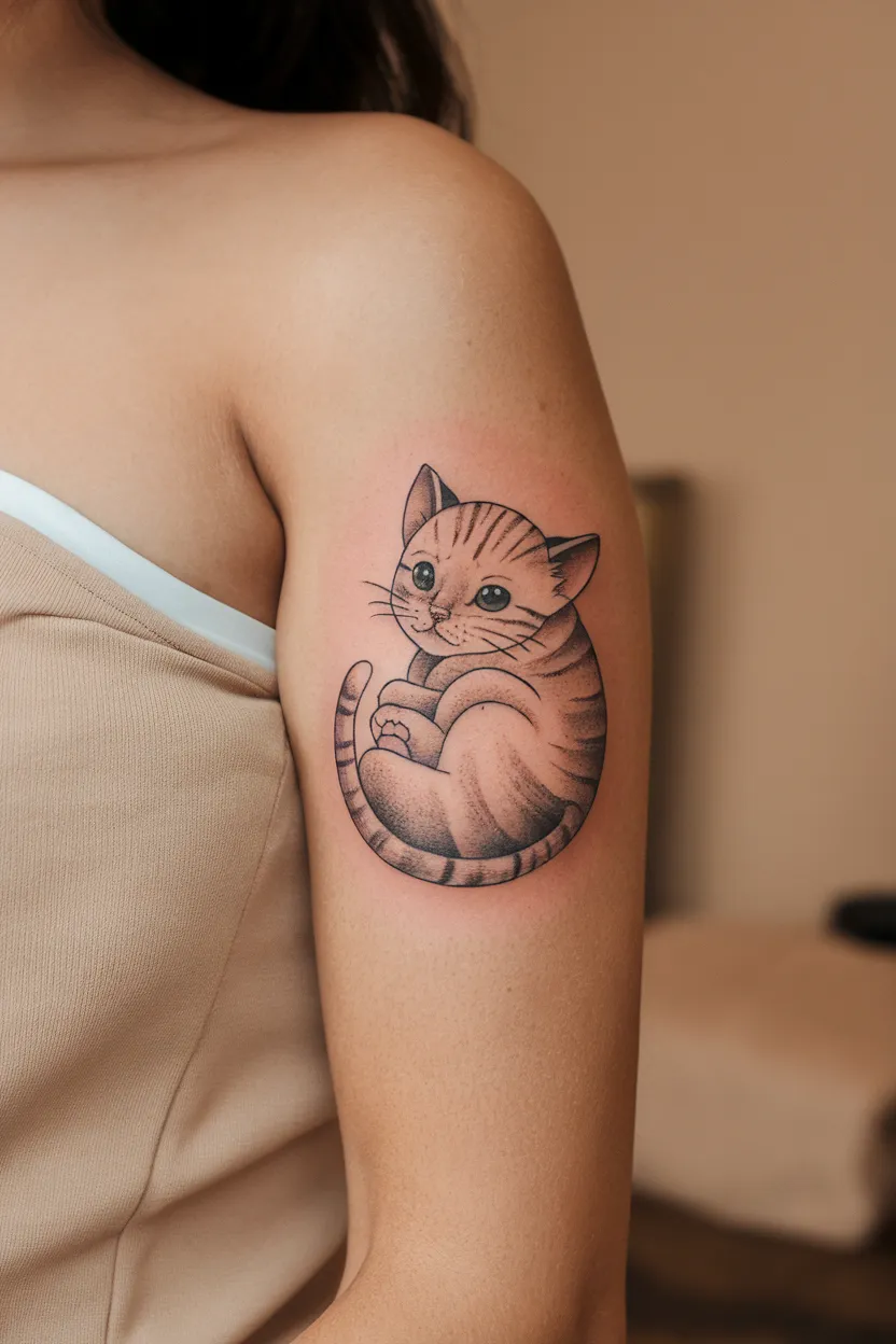 Sleeping Baby Cat Tattoo