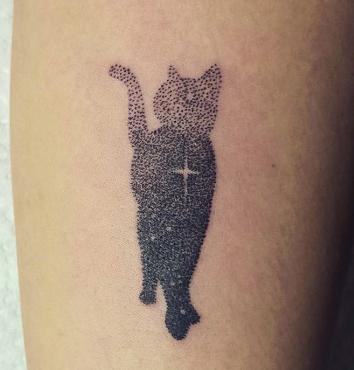 Minimalist Cat Memorial Tattoo with Heart