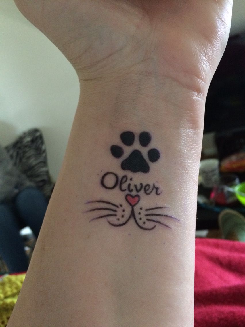 Memorial Cat Tattoo with Angel Halo