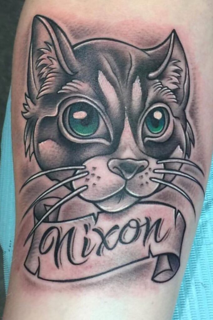 Abstract Watercolor Cat Tattoo
